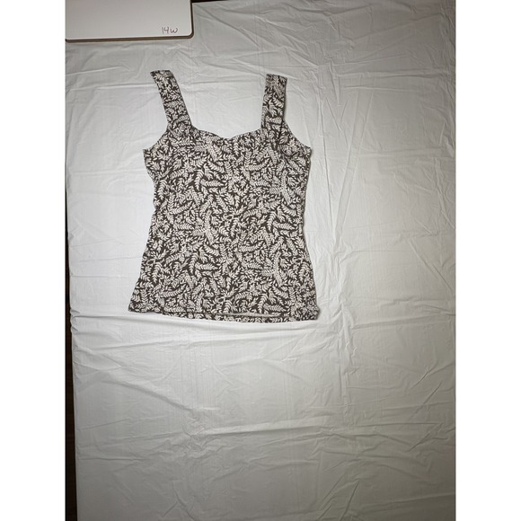 Womens Ann Taylor blouse tank. White/Brown. Sleeveless & floral. Size Small - Picture 2 of 4